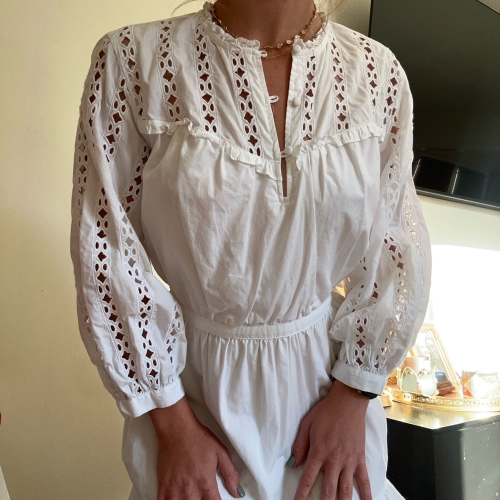 Something Navy White Lace Mini Dress